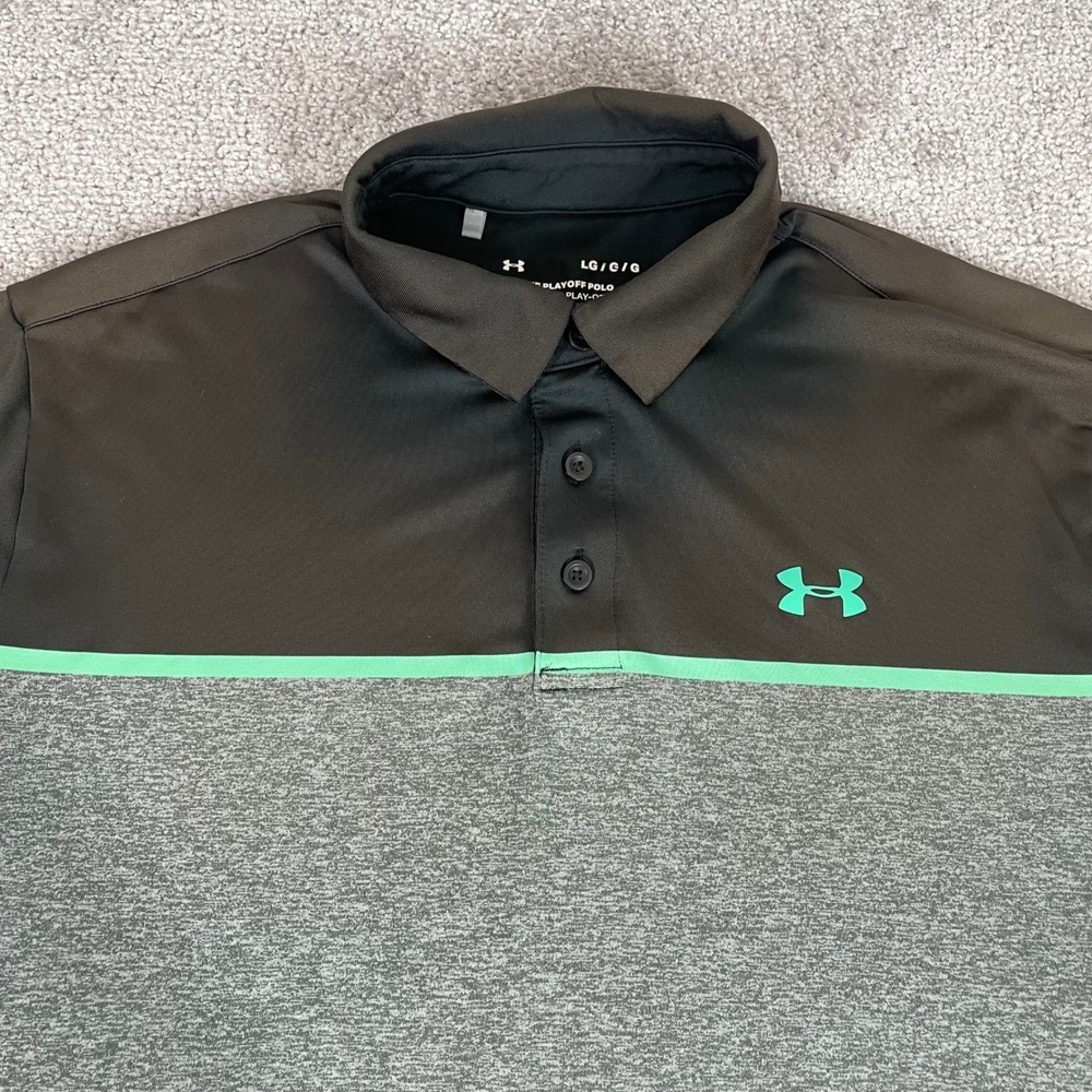Under Armour Polo Shirt Mens Large Playoff Heat Gear Loose Fit Golf Performance